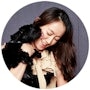 black dog and girl 