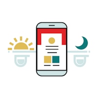 phone with a sun on the left and moon on the right